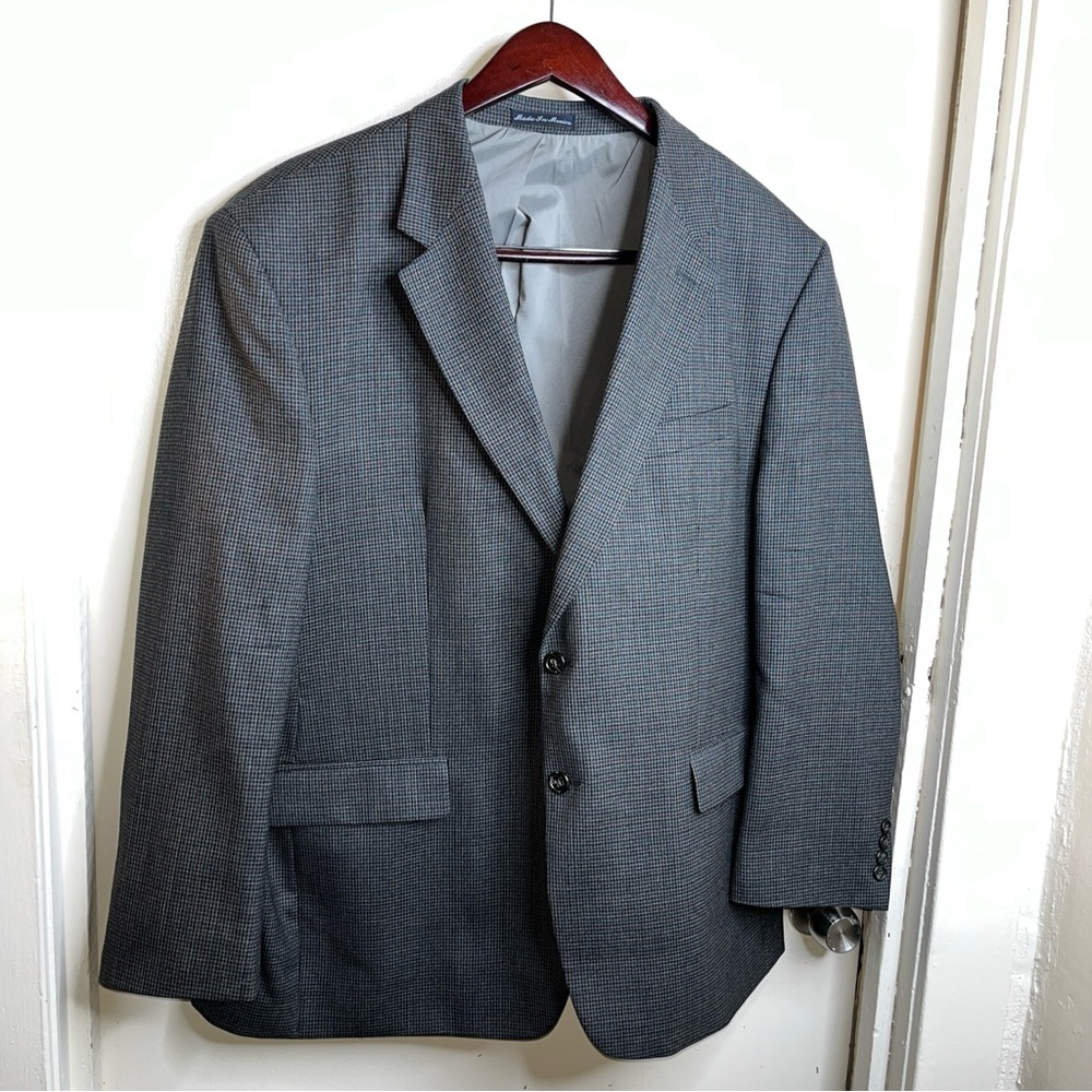 Lauren Ralph Lauren Blazer 3 Tone Houndstooth Wool 48R Made In Mexico
